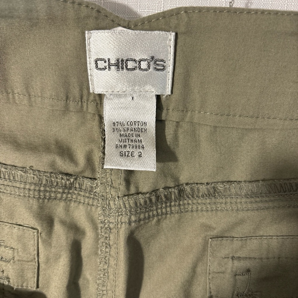 Chico's Sage Green Roll-up Cargo Capris - Picture 3 of 6